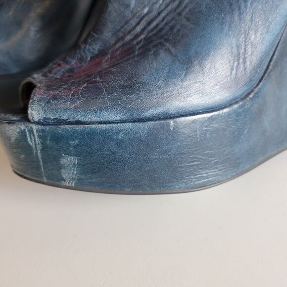 jeffery campbell Tick platform booties peep toe sz 8 blue zip close art to wear - Picture 3 of 9